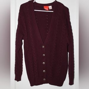 Liz & Co. Maroon Cardigan Sweater Buttons Women's S
